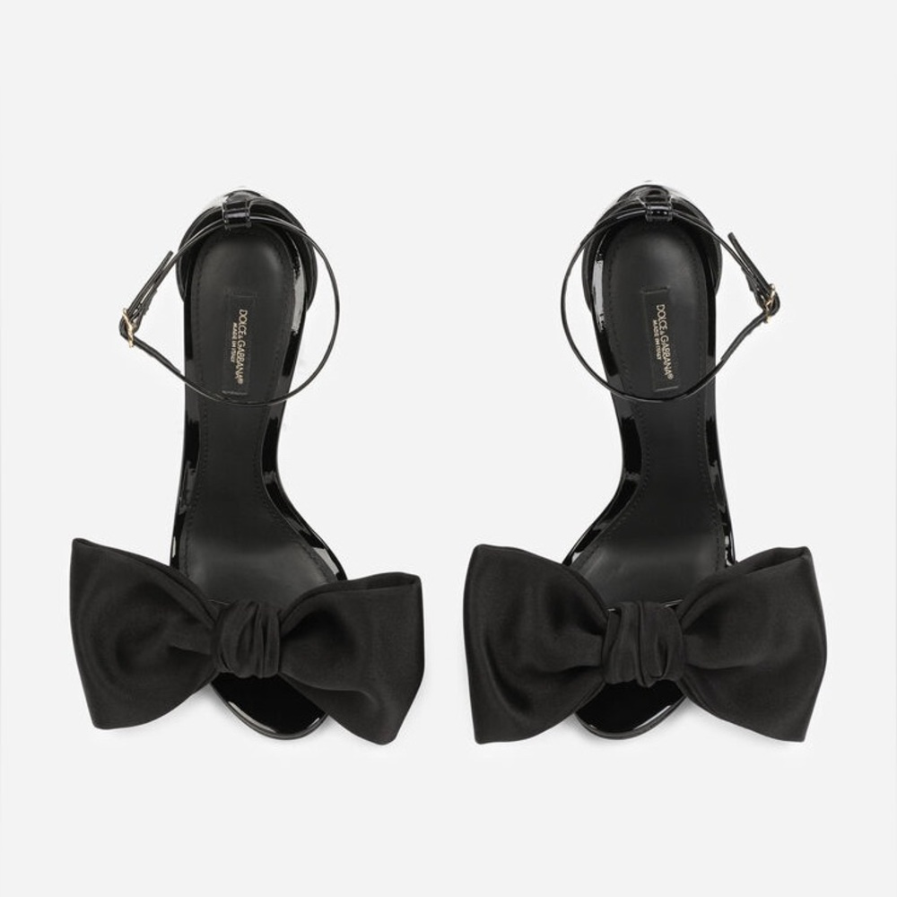 Dolce & Gabbana Black Satin Bow Heels